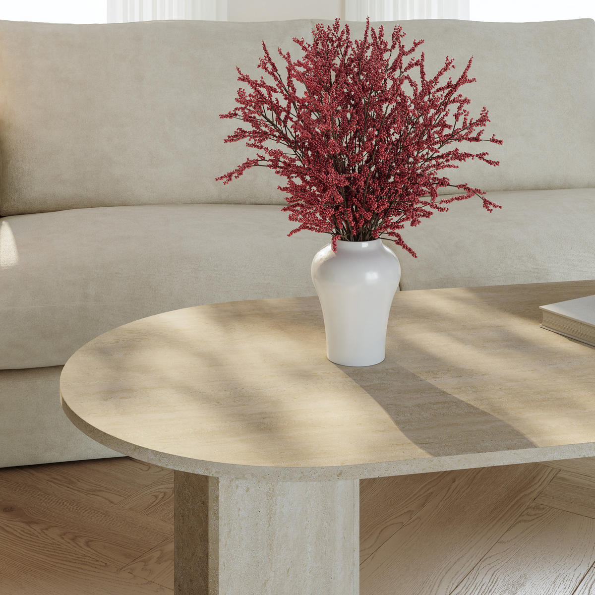 COUCHTISCH Kynd 119/60/40 cm - Beige, Holzwerkstoff (119/60/40cm) - [en.casa]