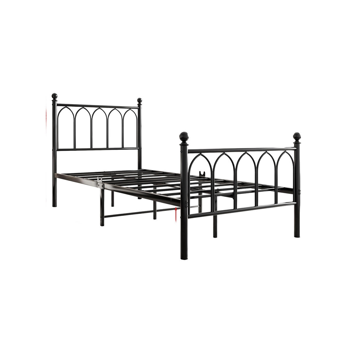 METALLBETT 90/200 cm Schwarz mit USB-Ladestation und LED - Schwarz, Metall (90/200cm) - Oxeza