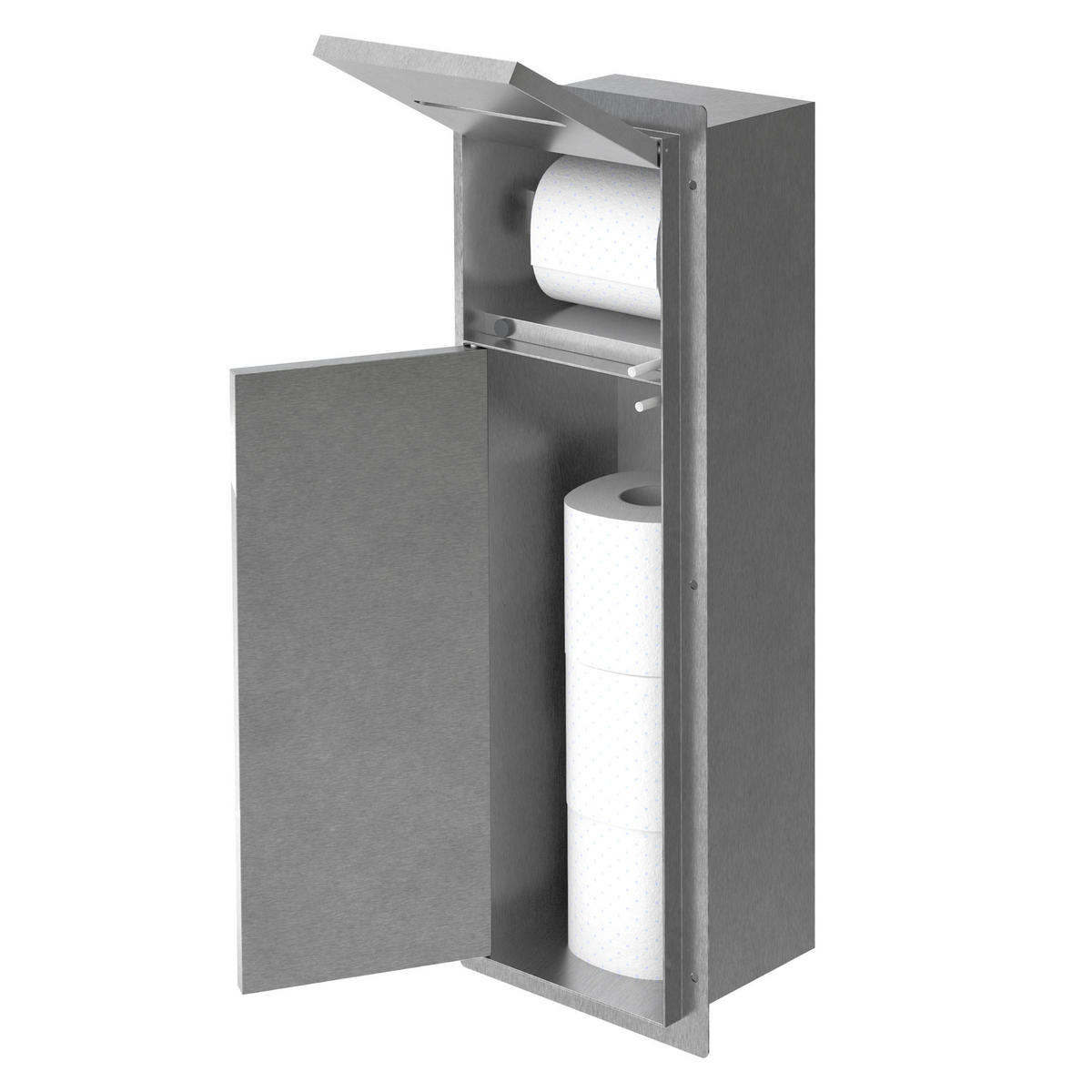 UNTERPUTZ-SCHRANKMODUL WC aus Edelstahl silber 60x20x14 cm - Silberfarben, Metall (14/60/20cm) - LuxeBath