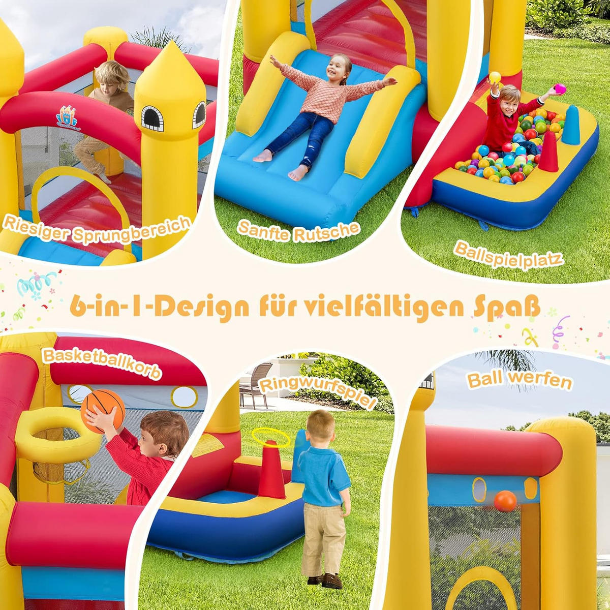HÜPFBURG 239cm Multicolor - Multicolor, Kunststoff (306/288/239cm) - COSTWAY