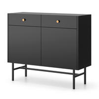 KOMMODE Dalia mit 2 Türen und 2 Schubladen, 104 cm, Schwarz - Schwarz, Holzwerkstoff/Metall (104/84/39cm) - Beautysofa
