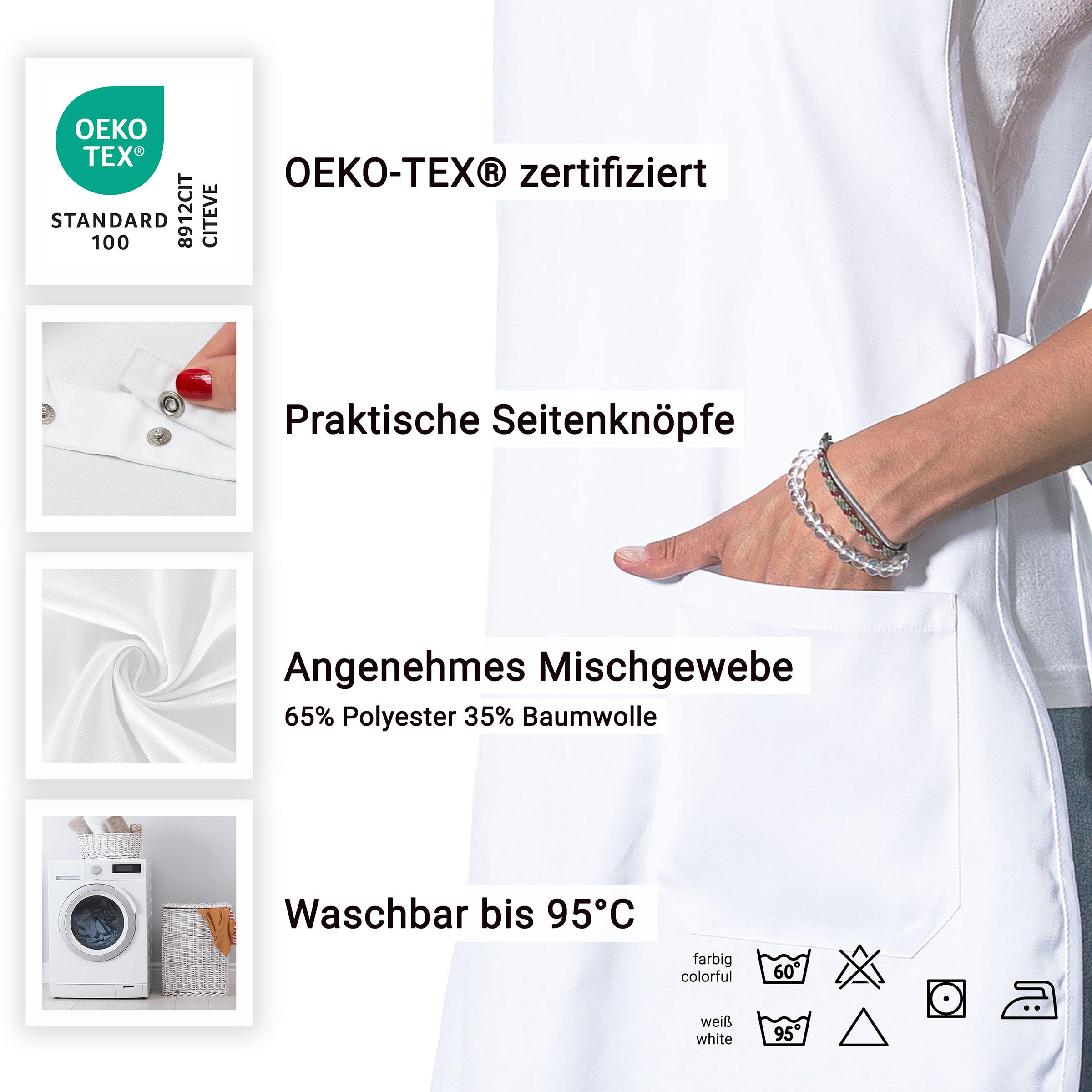 SCHÜRZE , onsize, 65% Polyester, 35% Baumwolle, Weiß - Weiß, Textil (27/37cm) - Zollner