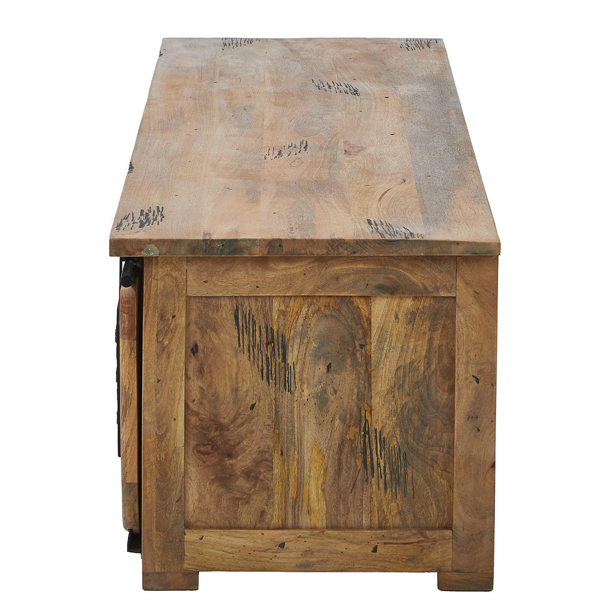 TV-LOWBOARD - Mango massiv / Eisen - Mango / Schwarz - Braun, Holz/Metall (180/50/55cm) - home24