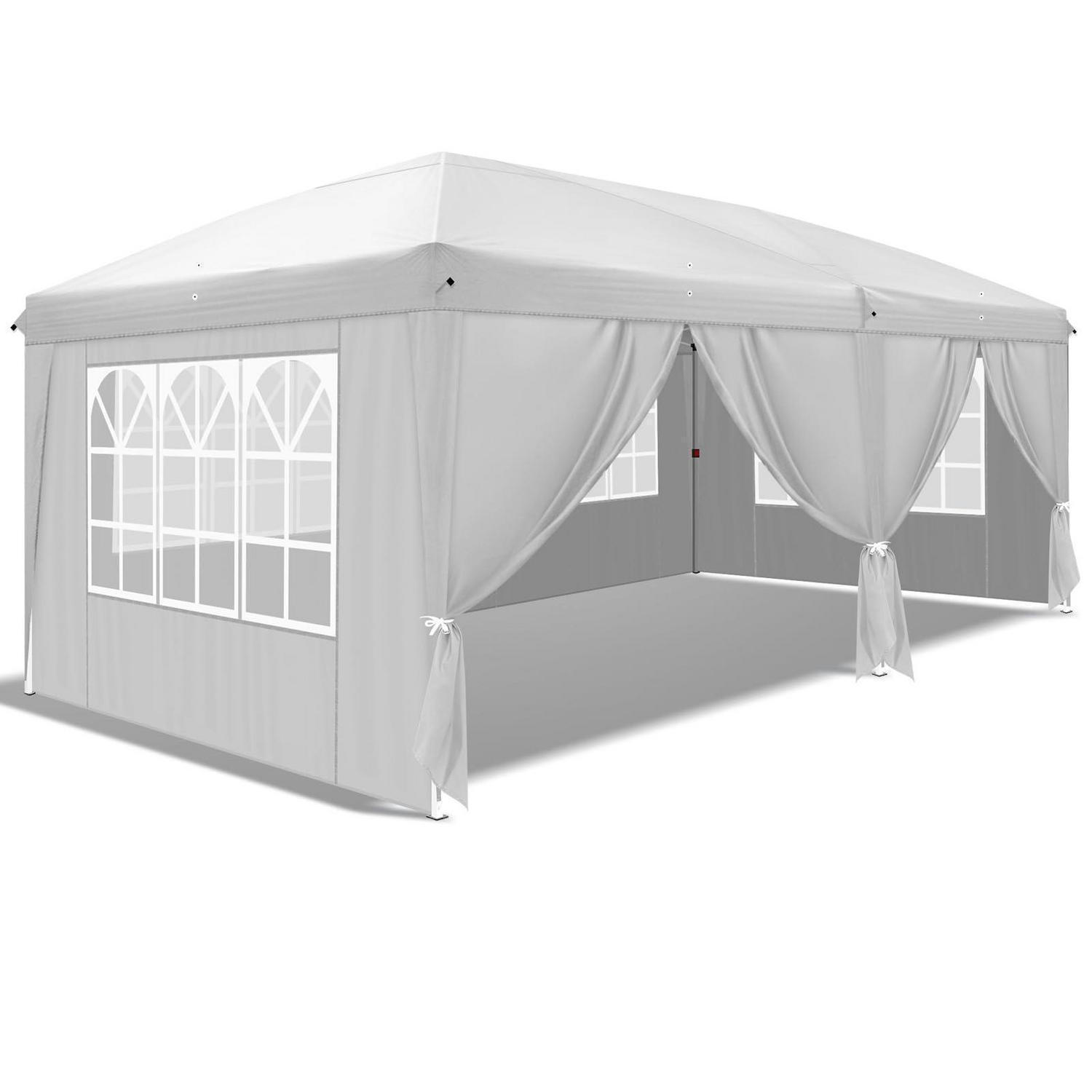 FALTPAVILLON 3 x 6 m Wasserdicht Sonnenschutz Weiß mit 4 Seitenwänden - Weiß, Textil (300/255/600cm)
