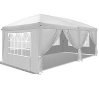 FALTPAVILLON 3 x 6 m Wasserdicht Sonnenschutz Weiß mit 4 Seitenwänden - Weiß, Textil (300/255/600cm)