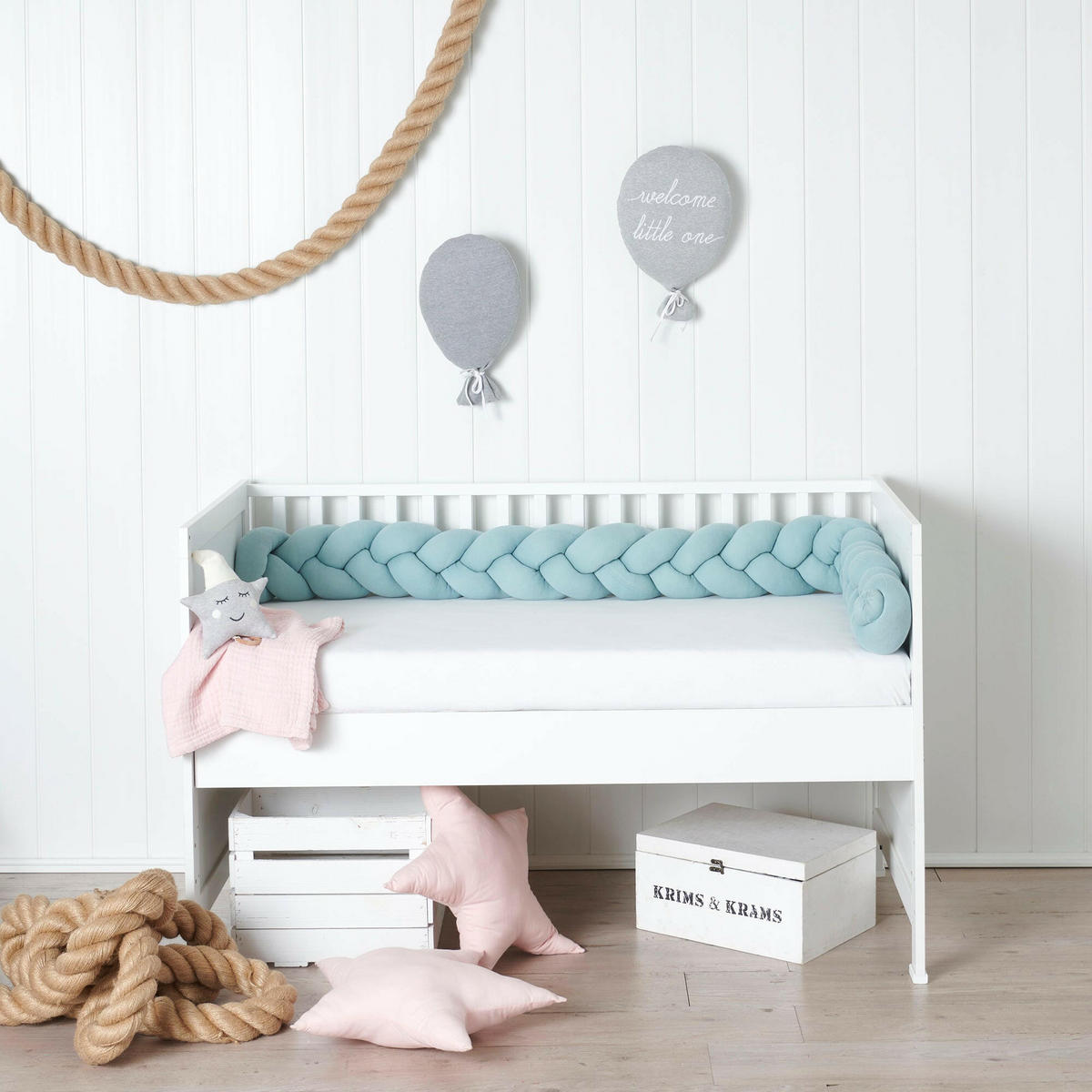 BETTSCHLANGE geflochten Mint Jersey - Mintgrün, Textil (16/200cm) - nordic coast company