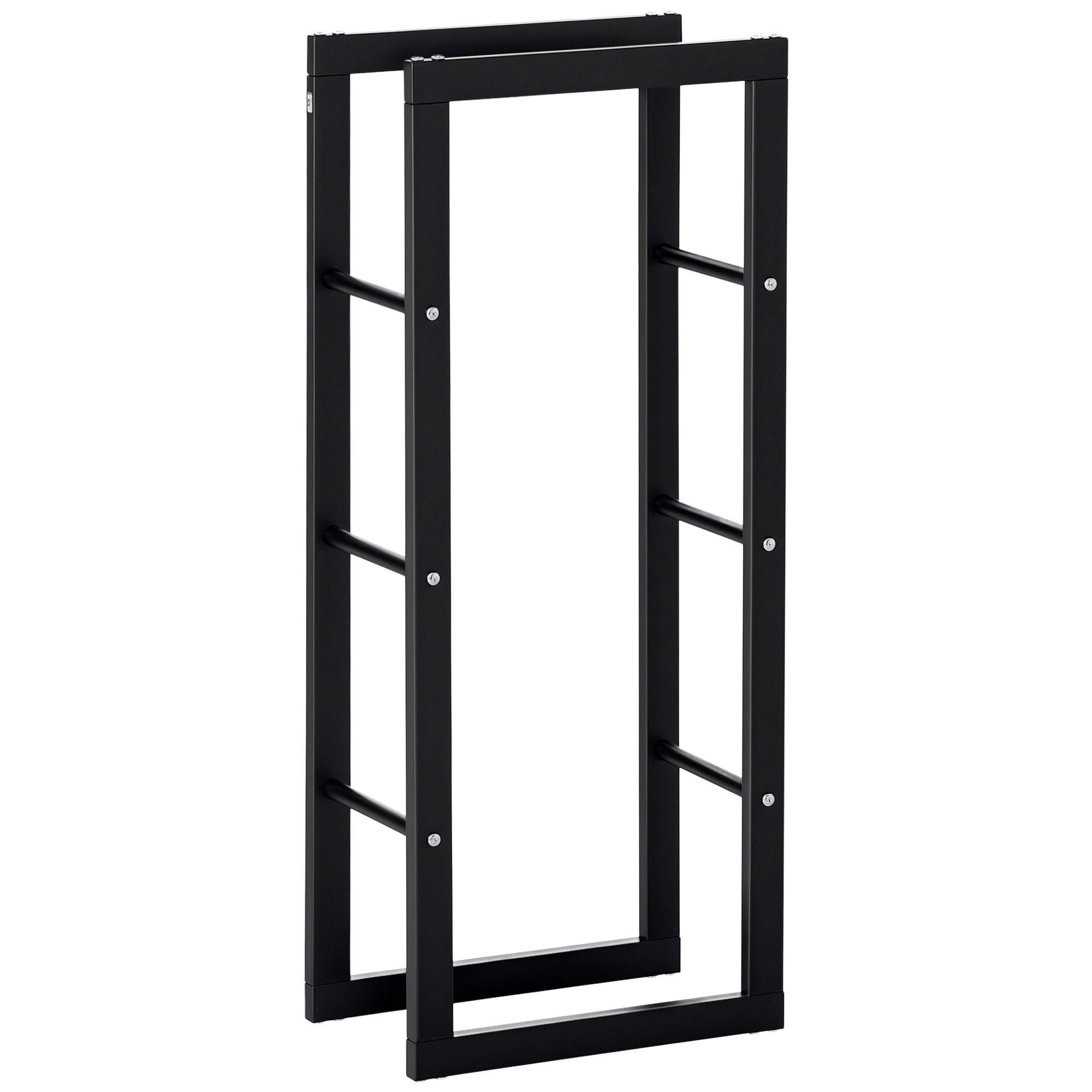 KAMINHOLZREGAL DE-18345 100 kg belastbar, 100 cm hoch Schwarz - Schwarz, Metall (25/100/40cm) - ComfortXL