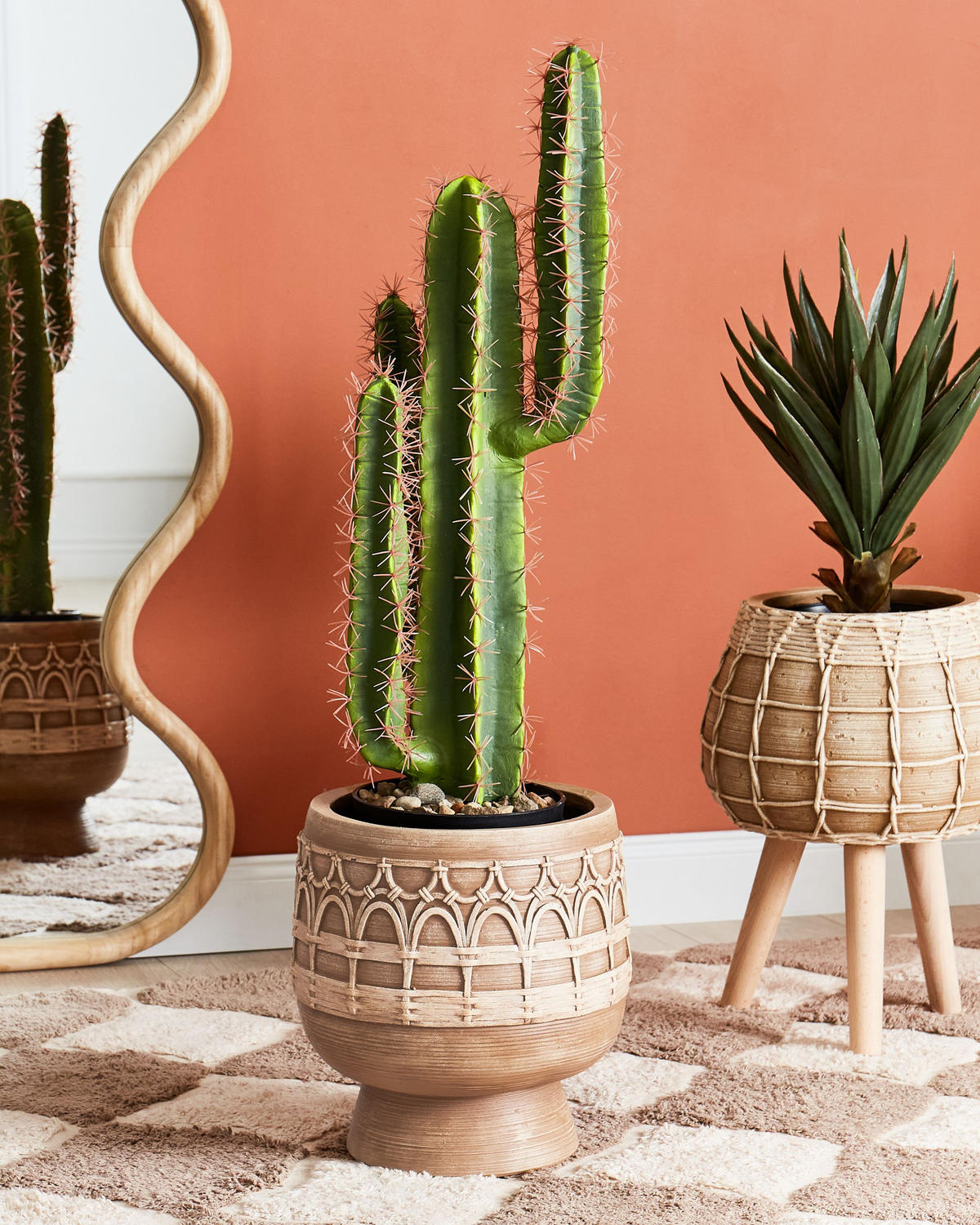 PFLANZTOPF Braun Cicuta - Beige/Braun, Stein (30cm) - Beliani