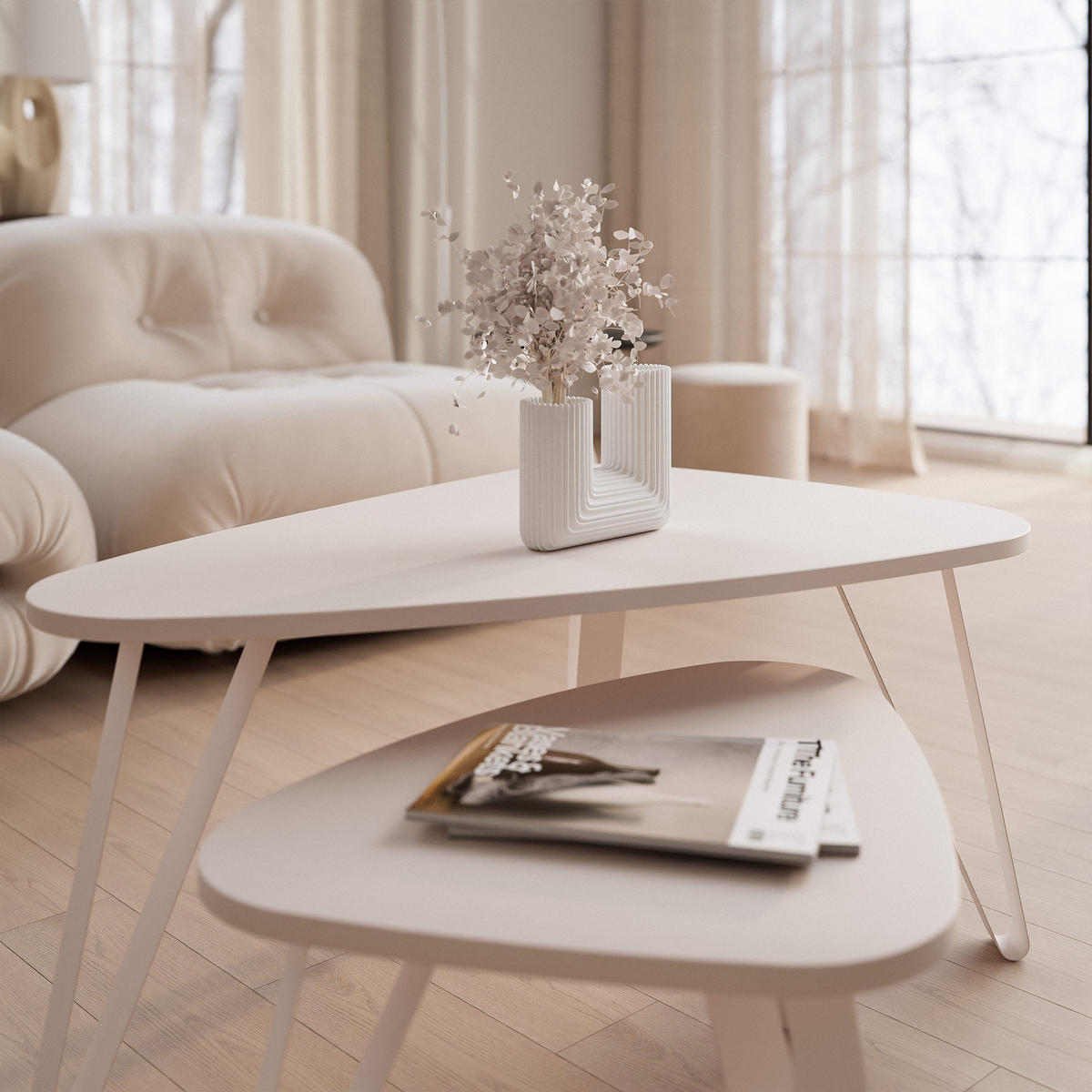 SATZTISCH NOA Stahlgestell, Freiform, Kaschmir - Kaschmir, Holzwerkstoff/Metall (94/60/42cm) - Idohome