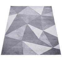 TEPPICH Kurzflor Geometrisch Wohnzimmer schmutzabweisend Grau Rechteckig 160x220 - Grau, Textil (160/220cm) - KADIMA DESIGN