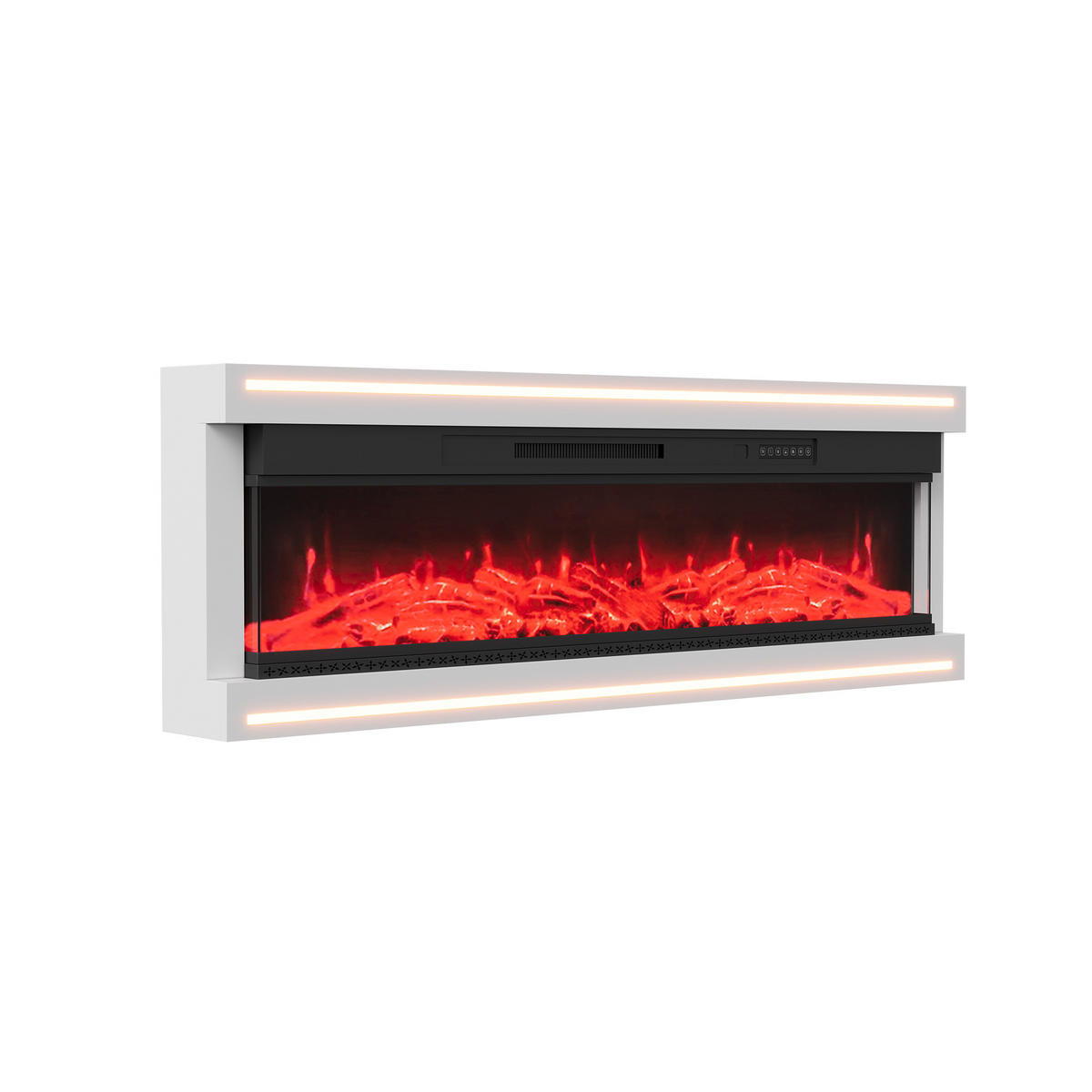 ELEKTROKAMIN 136,8x17x51 cm LED Flamme weiß - Weiß, Holz (127/51.3/17cm) - LEBENLANG