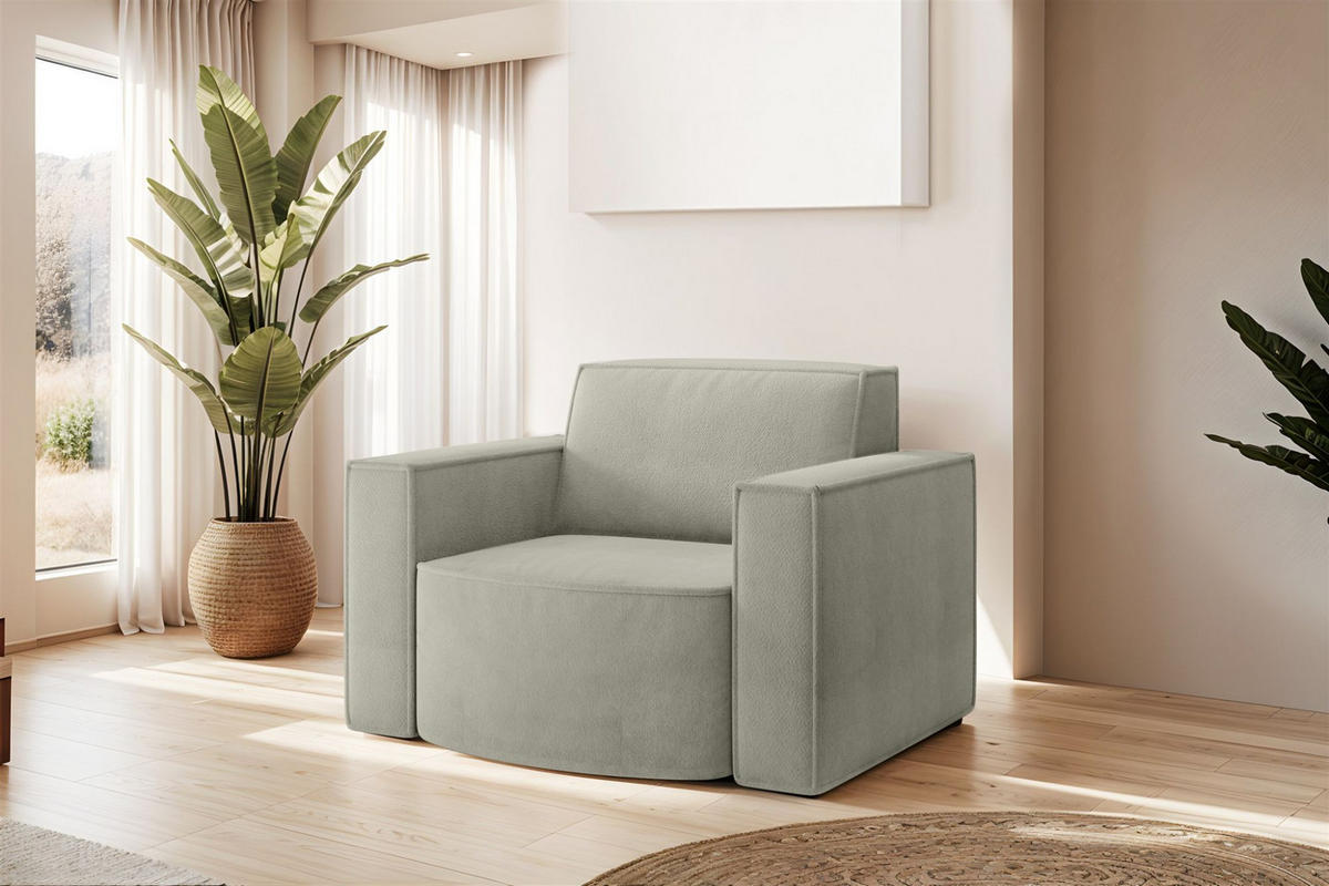 SOFASET Palma In Noel - Hellgrau, Holzwerkstoff/Textil (236/78/165cm) - Fun Möbel
