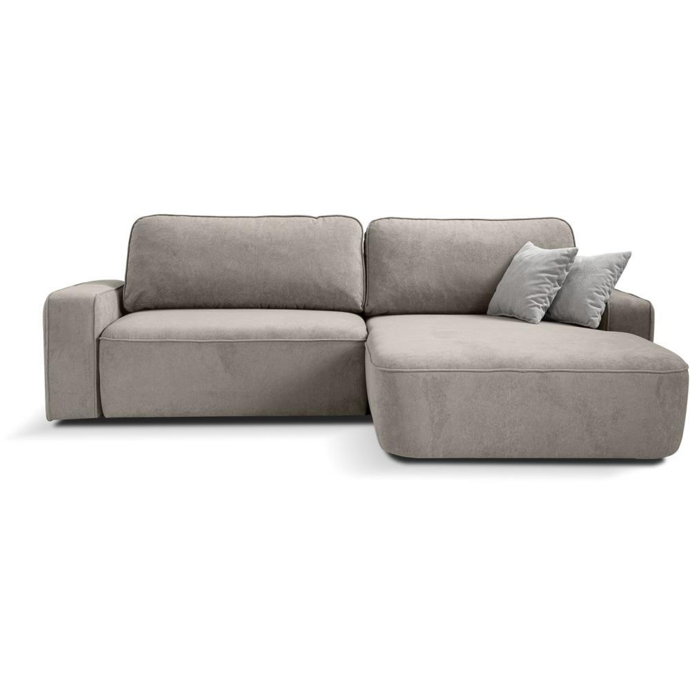ECKSCHLAFSOFA Torre cappuccino velours rechts - Cappuccino, Textil (258/171cm) - Beautysofa
