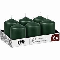 STUMPENKERZEN Ø4cm x 6cm - 6er Pack Dunkelgrün - Dunkelgrün, Naturmaterialien (4/6cm)