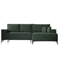 ECKSOFA OTIS Rechts, mit Schlaffunktion und Bettkasten, Grün - Grün, Textil/Metall (294/185cm) - Idohome