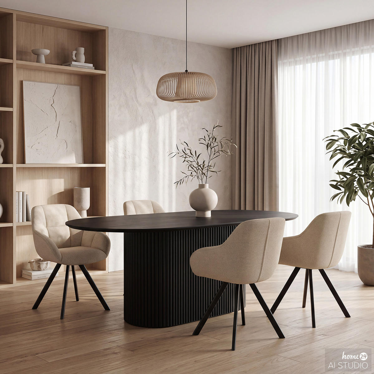 POLSTERSTUHL - 2er-Set - Leinen / Eisen - Creme/Schwarz, Textil/Metall (57/83/65cm) - home24