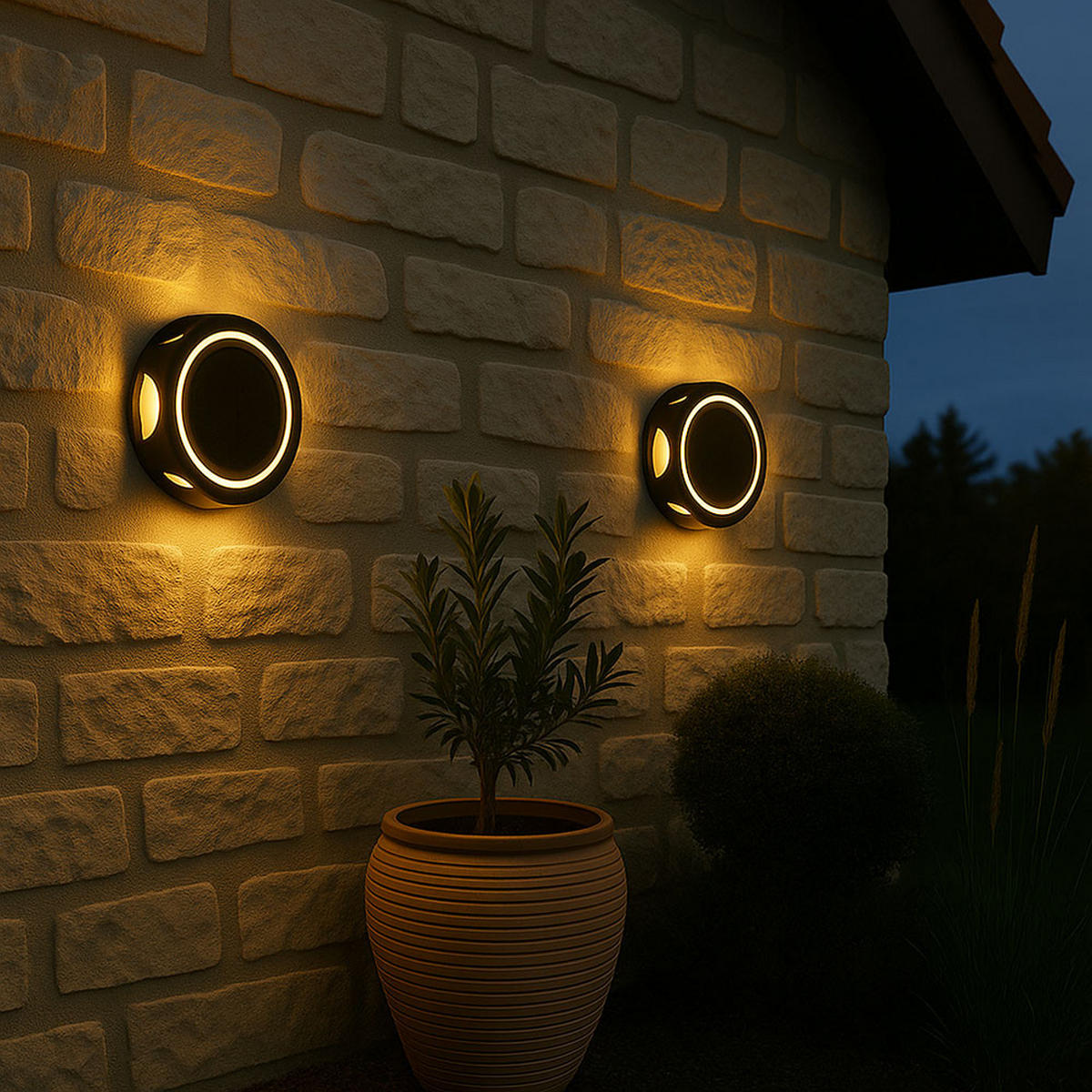 LED AUSSENLEUCHTE Kunststoff Schwarz - Schwarz, Metall (14/14/3.6cm) - Globo Lighting