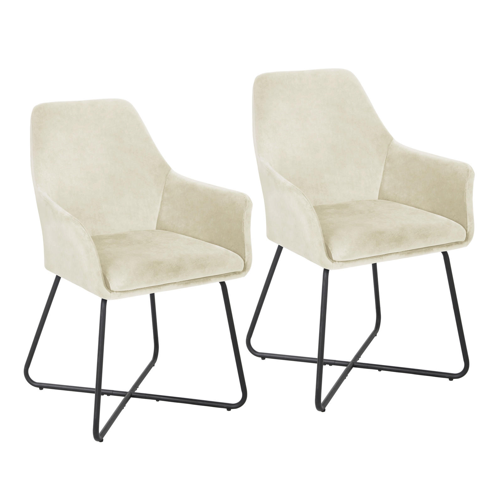 ESSZIMMERSTUHL JOSIE Dining 2er Set Stoffbezug Weiß - Creme/Schwarz, Textil (59/88/58cm) - SVITA