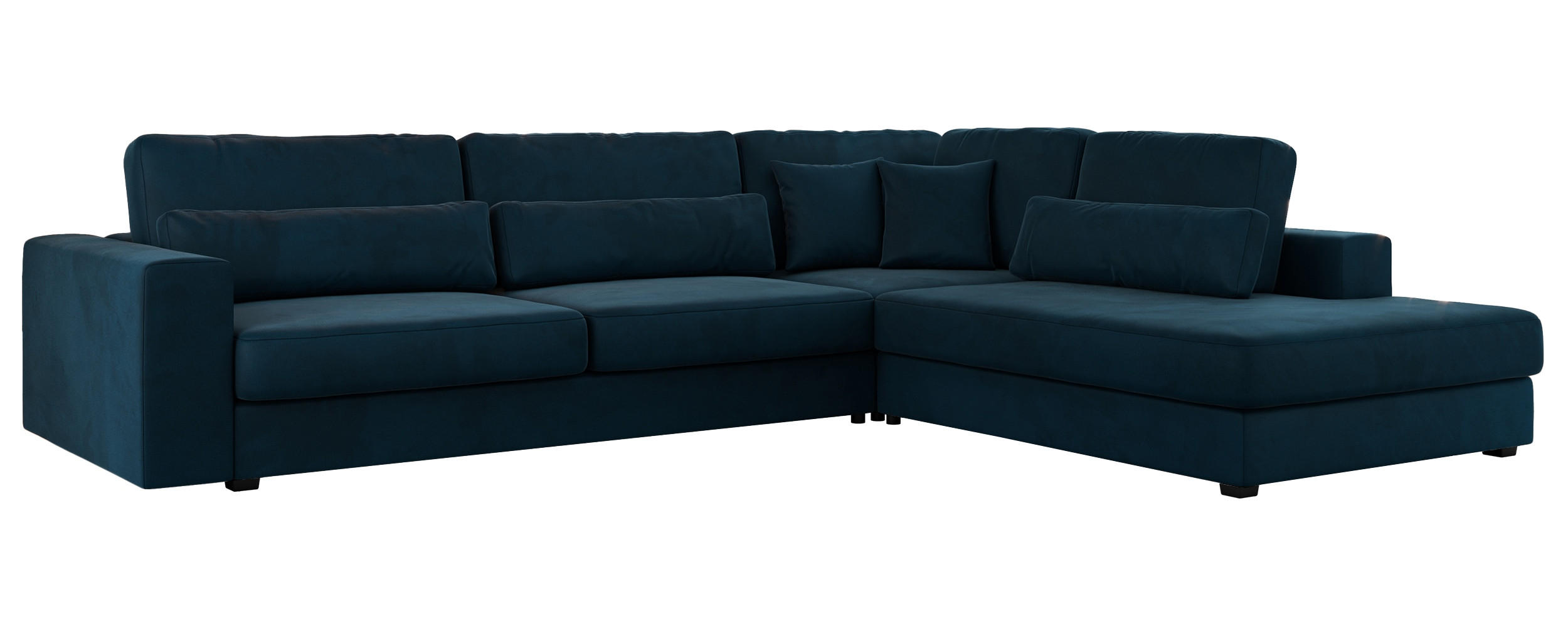 ECKSOFA Savona Dunkelblau Velvet - rechts - Schwarz/Dunkelblau, Kunststoff/Textil (249/316cm) - MKS