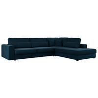 ECKSOFA Savona Dunkelblau Velvet - rechts - Schwarz/Dunkelblau, Kunststoff/Textil (249/316cm) - MKS