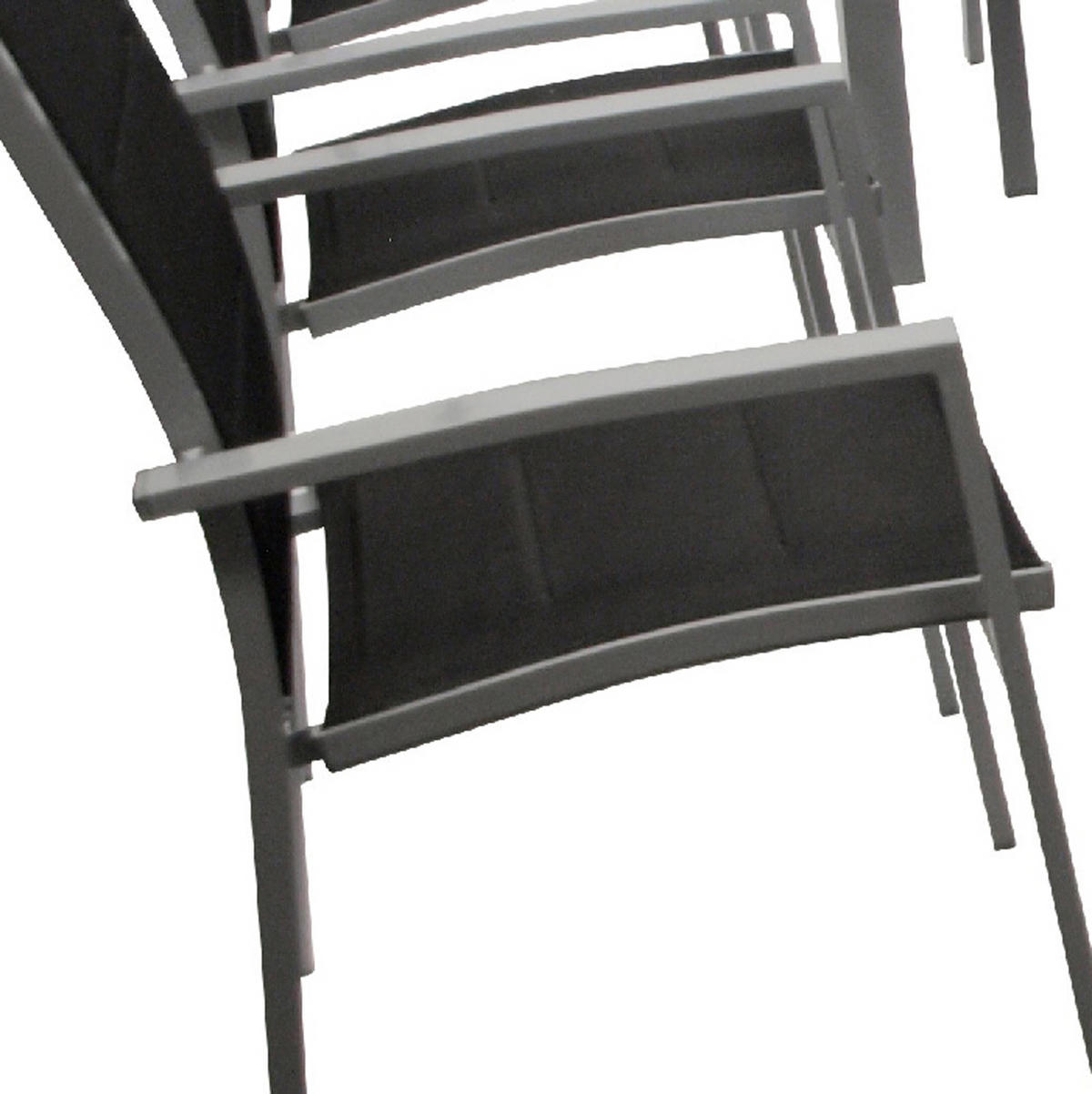 GARTEN-GARNITUR Ashford - 9-teilig Garten-Essgruppe (8x Stapelsessel mit Armlehnen, 1x Ausziehtisch 180/240x100cm), Gestell Aluminium - Schwarz, Metall - TPFGarden