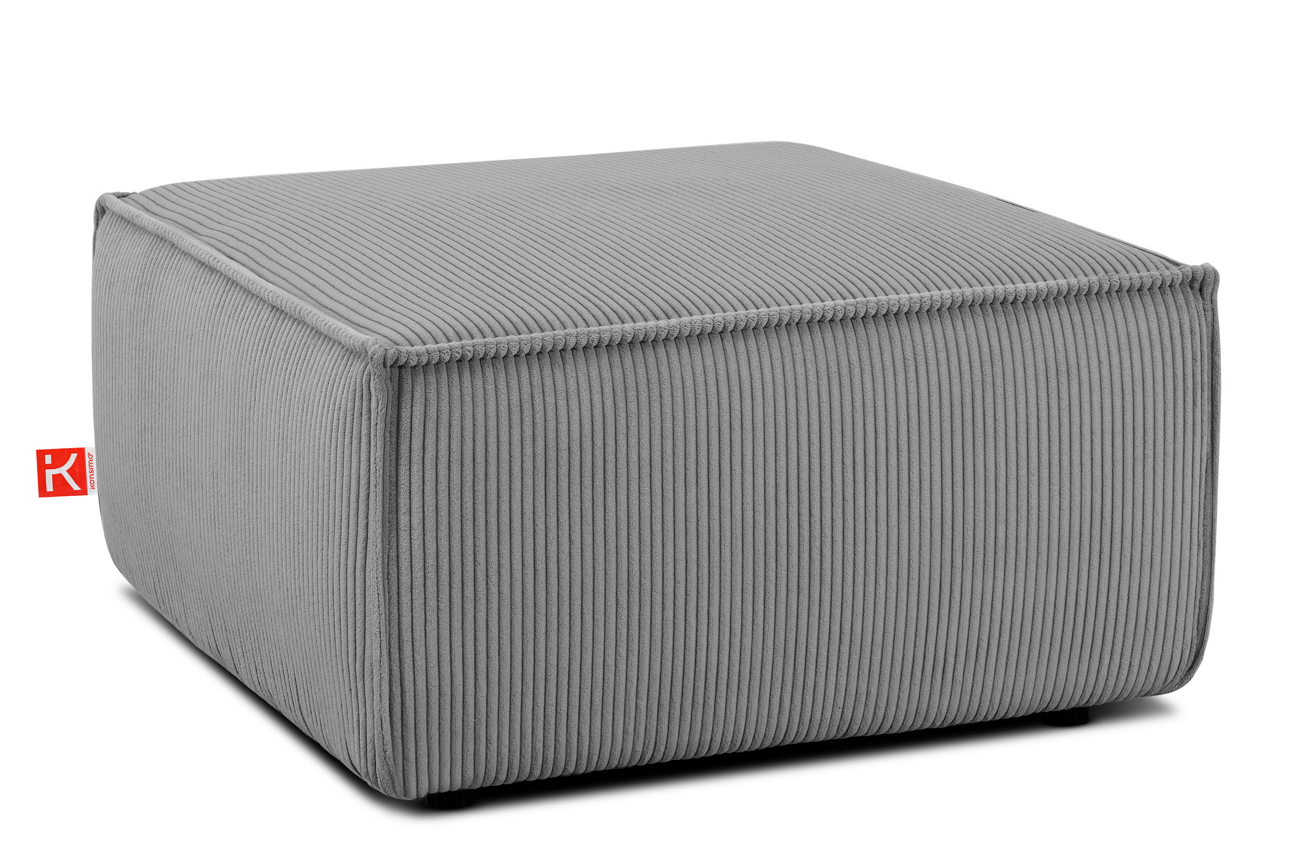 SITZPOUF NAPI gefederte Sitzfläche, hellgrau - Hellgrau/Schwarz, Textil (83/45/83cm) - KONSIMO®