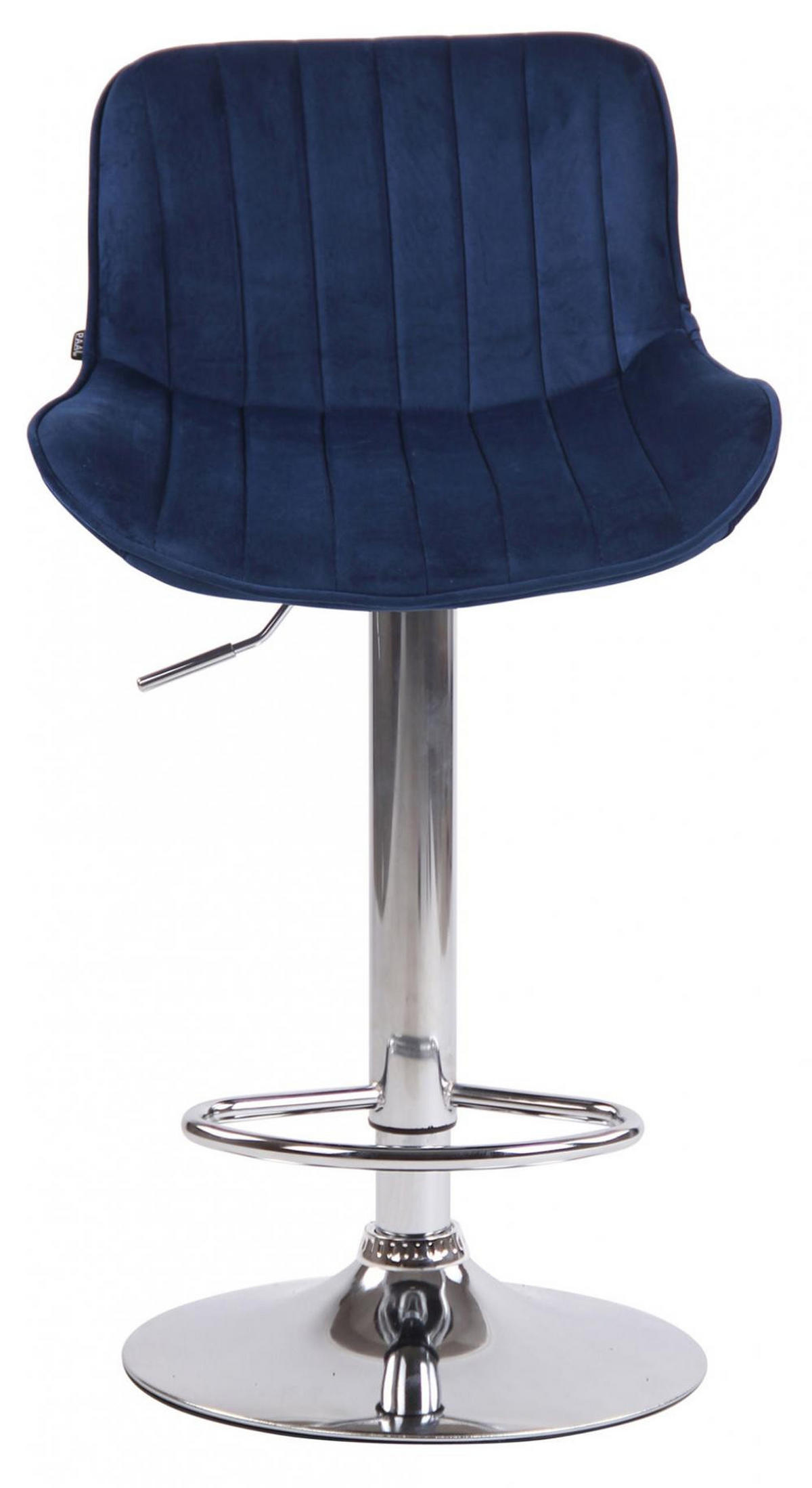 BARHOCKER 2er Set Samt blau - Chromfarben/Blau, Textil/Metall (50/86/50cm) - CLP