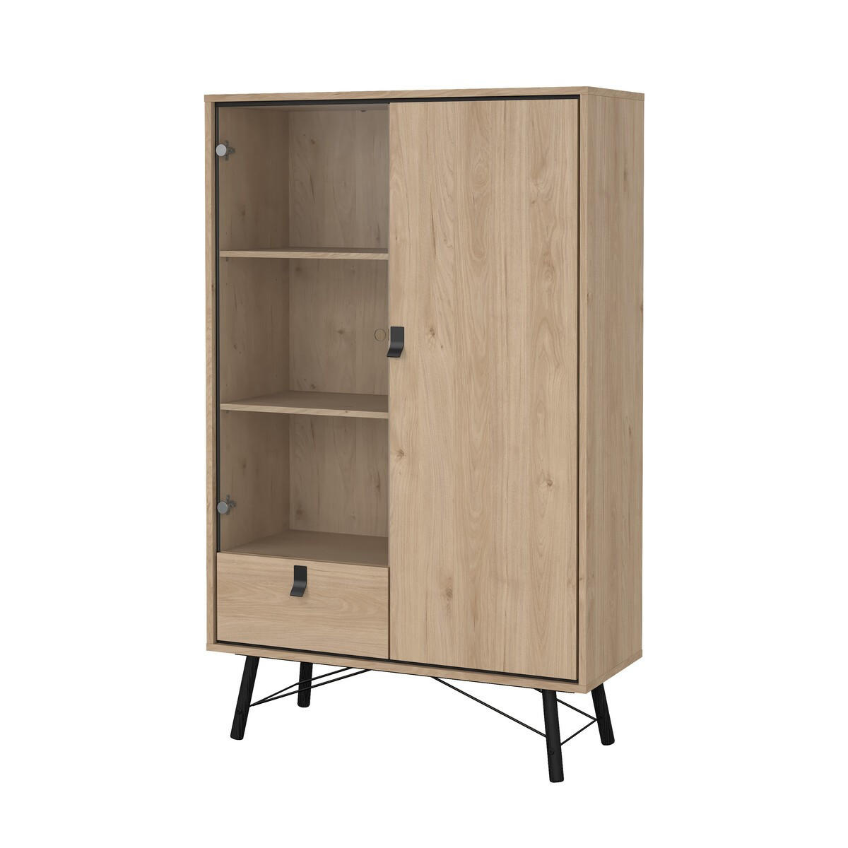 VITRINENSCHRANK, Ry, Eiche, Holzwerkstoff, 102 x 40 x 162 cm - Eichefarben, Holzwerkstoff (102/161.8/40cm) - Calicosy