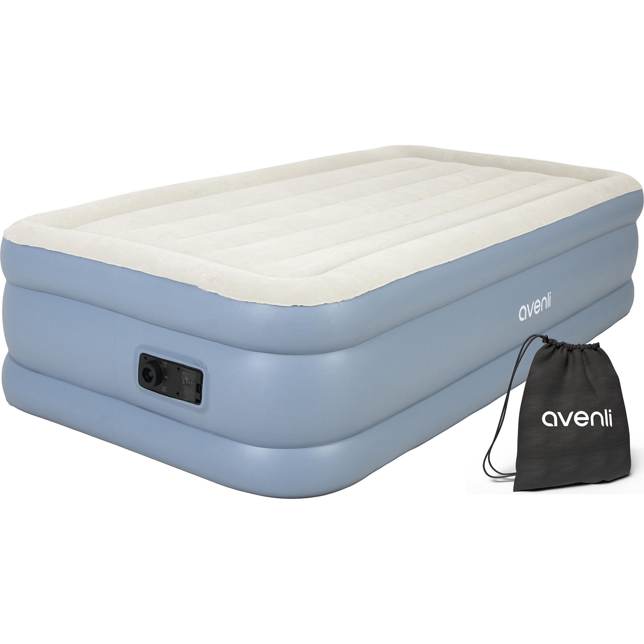 LUFTBETT Luftmatratze selbstaufblasend 191 x 99 x 46 cm mit integrierter Pumpe - Grau/Hellblau, Kunststoff (99/191cm) - Avenli