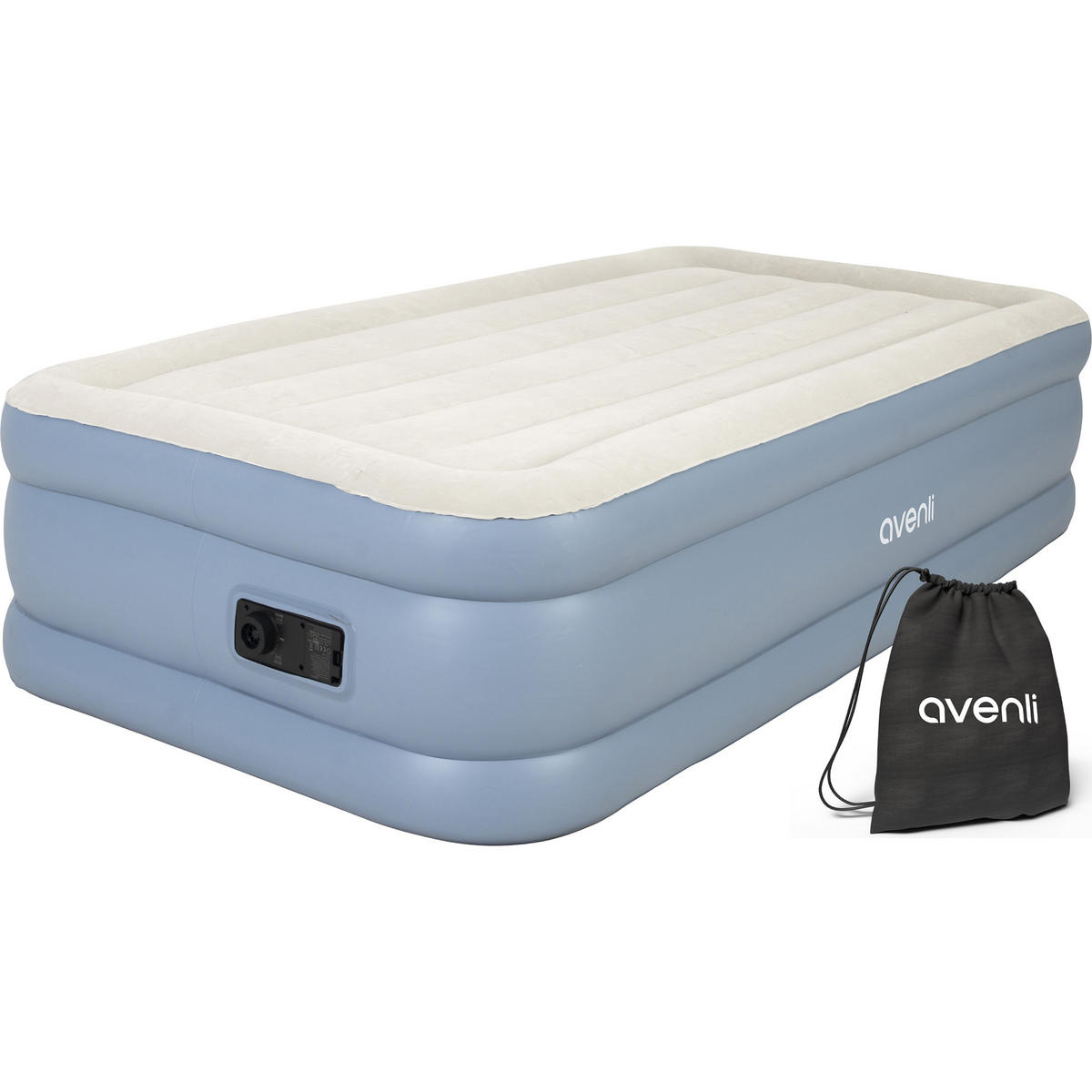 LUFTBETT Luftmatratze selbstaufblasend 191 x 99 x 46 cm mit integrierter Pumpe - Grau/Hellblau, Kunststoff (99/191cm) - Avenli