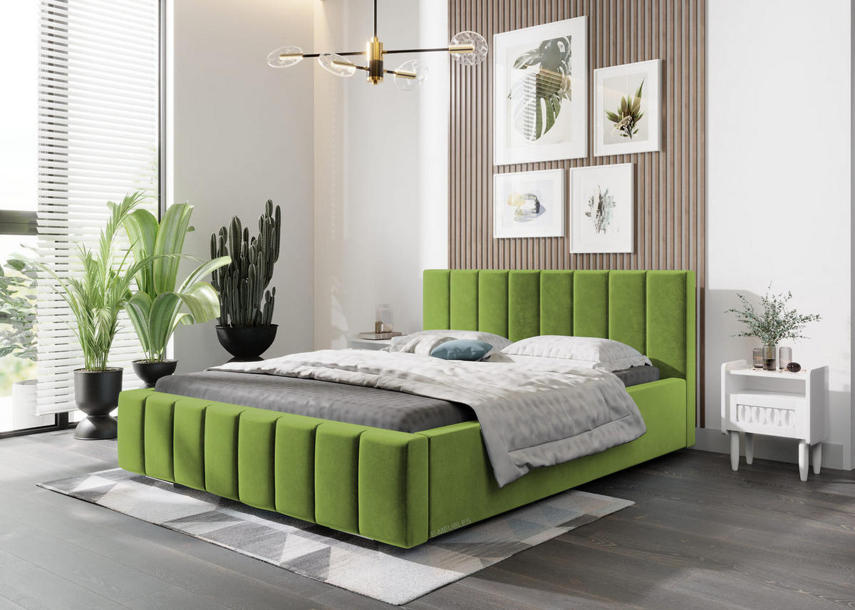 POLSTERBETT Bett 01 - 180x200 - Green - Grün, Holz/Textil (180/200cm) - Möblo