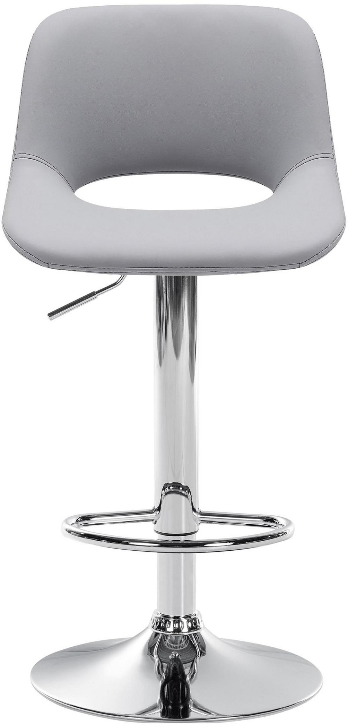 BARHOCKER 2er Set Lederlook grau - Chromfarben/Grau, Textil/Metall (42/86/46cm) - CLP