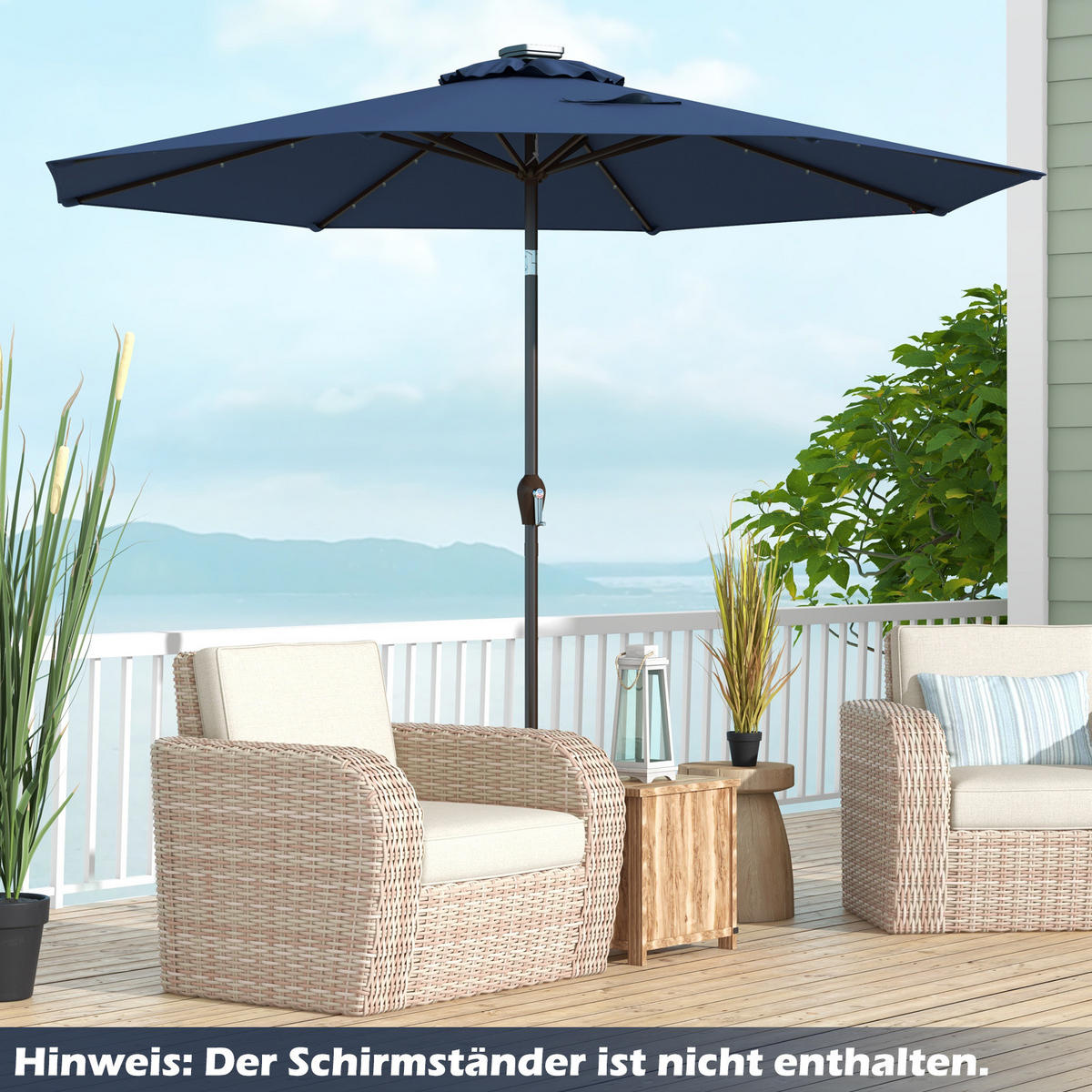 PATIO-SCHIRM Marineblau - Dunkelblau, Kunststoff (300/300cm) - COSTWAY
