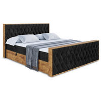 BOXBETT mit Matratze H4 und Lattenrost - LOLLI5-Z - 160x200 - Schwarz Casablanca - Schwarz, Holzwerkstoff (160/200cm) - ALTDECOR