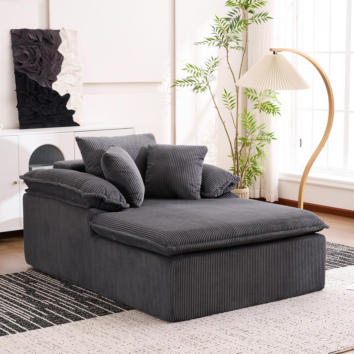 RELAXSOFA Cordstoff ergonomisch und ohne Montage 177/122/92 cm Grau - Grau, Textil (122/92/177cm) - Redom