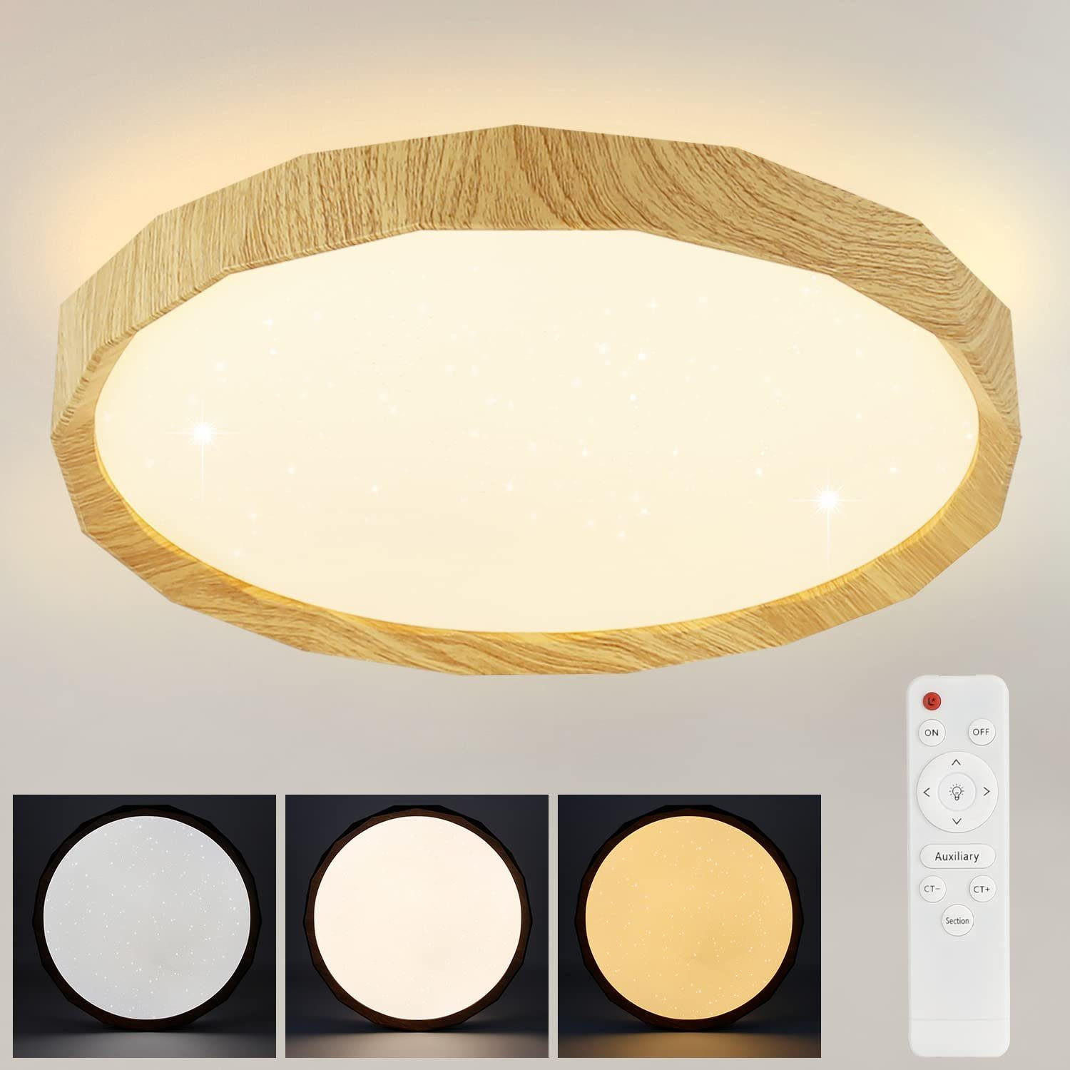 LED-DECKENLEUCHTE Richard 40 cm - Ahornfarben, Kunststoff (40/40/6.5cm) - Nettlife