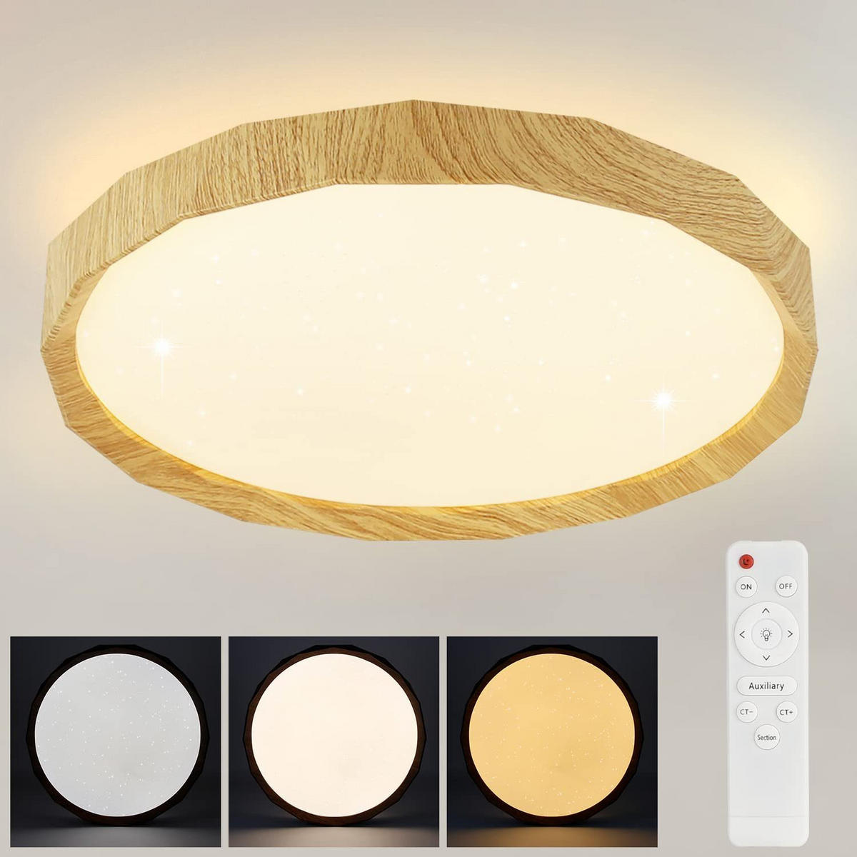 LED-DECKENLEUCHTE Richard 40 cm - Ahornfarben, Kunststoff (40/40/6.5cm) - Nettlife