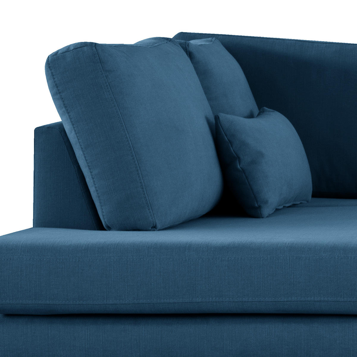 ECKSOFA mit Ottomane - Blau/Eichefarben, Naturmaterialien/Eichenholz (287/219cm) - home24