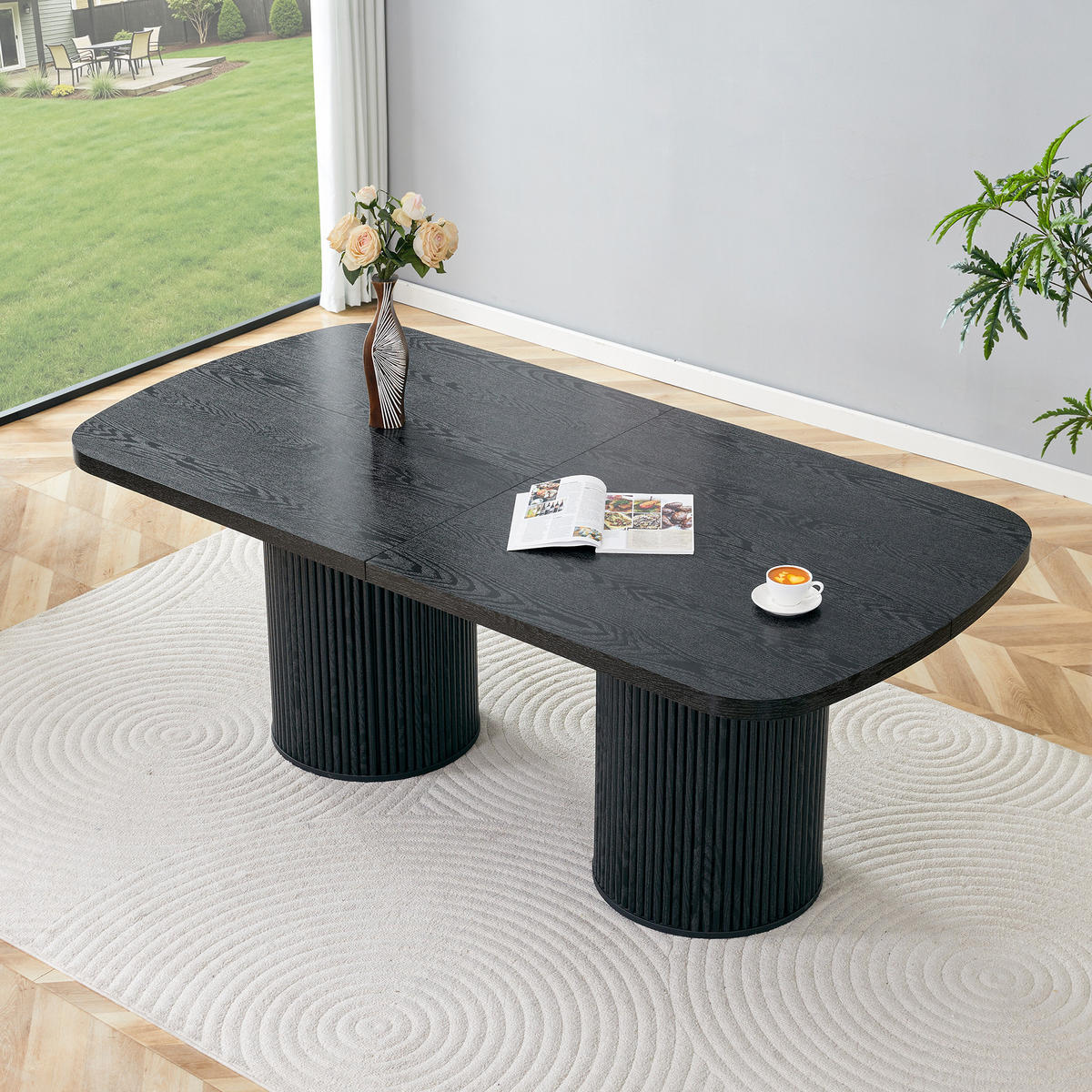 ESSTISCH Holzoptik Schwarz 180/90/76 cm - Schwarz, Holz (90/180/76cm) - PANGIVO