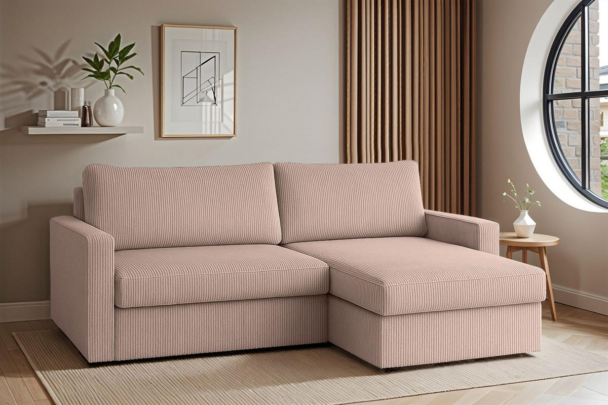 ECKSOFA Bendik In Poso - Aubergine, Holzwerkstoff/Textil (224/140cm) - Fun Möbel