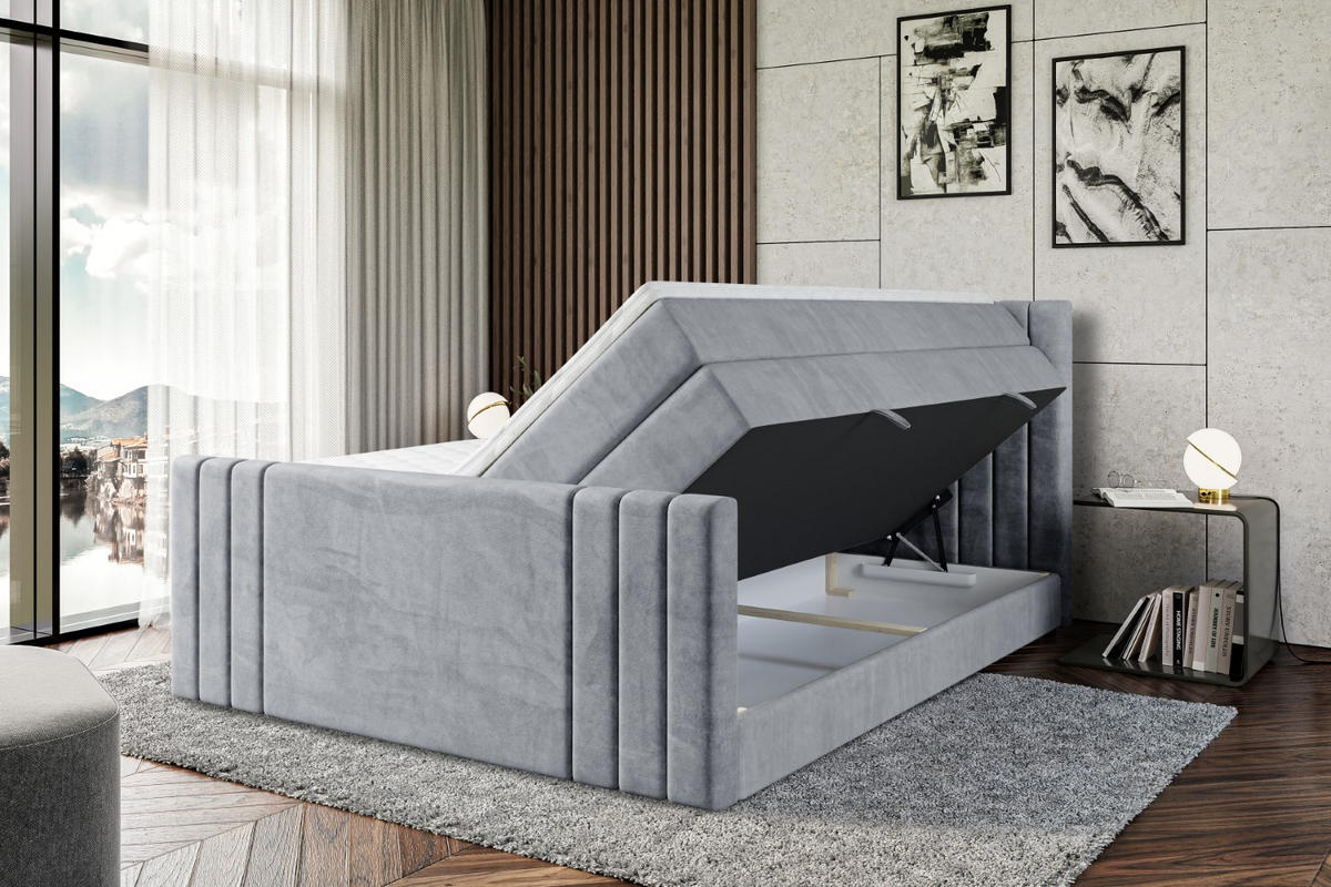 BOXSPRINGBETT IDRIKO-Z KING - 160x200 - H3/H4 - Grau - Grau, Holzwerkstoff (160/200cm) - ALTDECOR