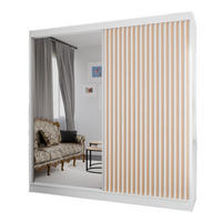 SCHRANK Weiß Craft Gold Lamellen Mit Spiegel 200 cm - Eichefarben/Goldfarben, Holzwerkstoff (200/215/61cm) - Sepro Meble