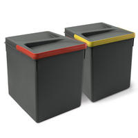 RECYCLINGBEHÄLTER für Küchenschublade, Höhe 266mm, 2x15l, Kunststoff anthrazitgrau 2er-set - Anthrazit, Kunststoff (21.6/27/31.2cm) - EMUCA