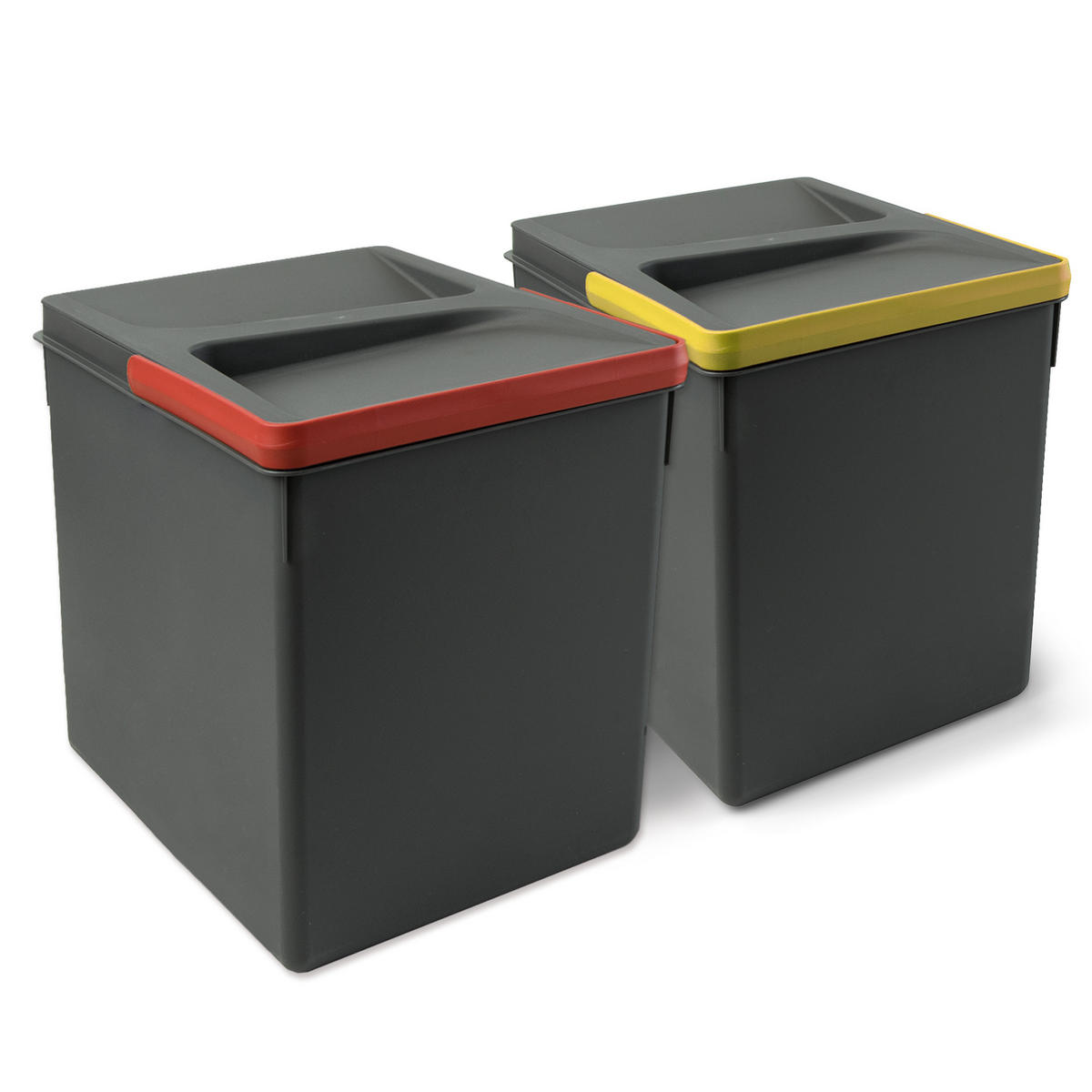 RECYCLINGBEHÄLTER für Küchenschublade, Höhe 266mm, 2x15l, Kunststoff anthrazitgrau 2er-set - Anthrazit, Kunststoff (21.6/27/31.2cm) - EMUCA