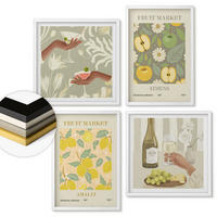 WANDBILDER 4er-Set - 50x50 cm & 40x60 cm Weißer Rahmen - Fruchtige Muster italienischer Wein - Weiß, Kunststoff (50/50cm) - ArtPrintCave