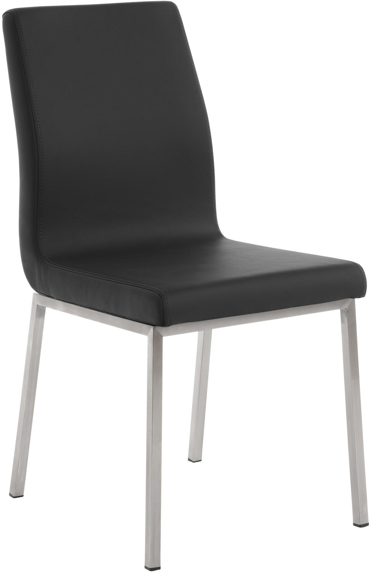 STUHL Lederlook Schwarz - Edelstahlfarben/Schwarz, Textil/Metall (40/88/50cm) - CLP