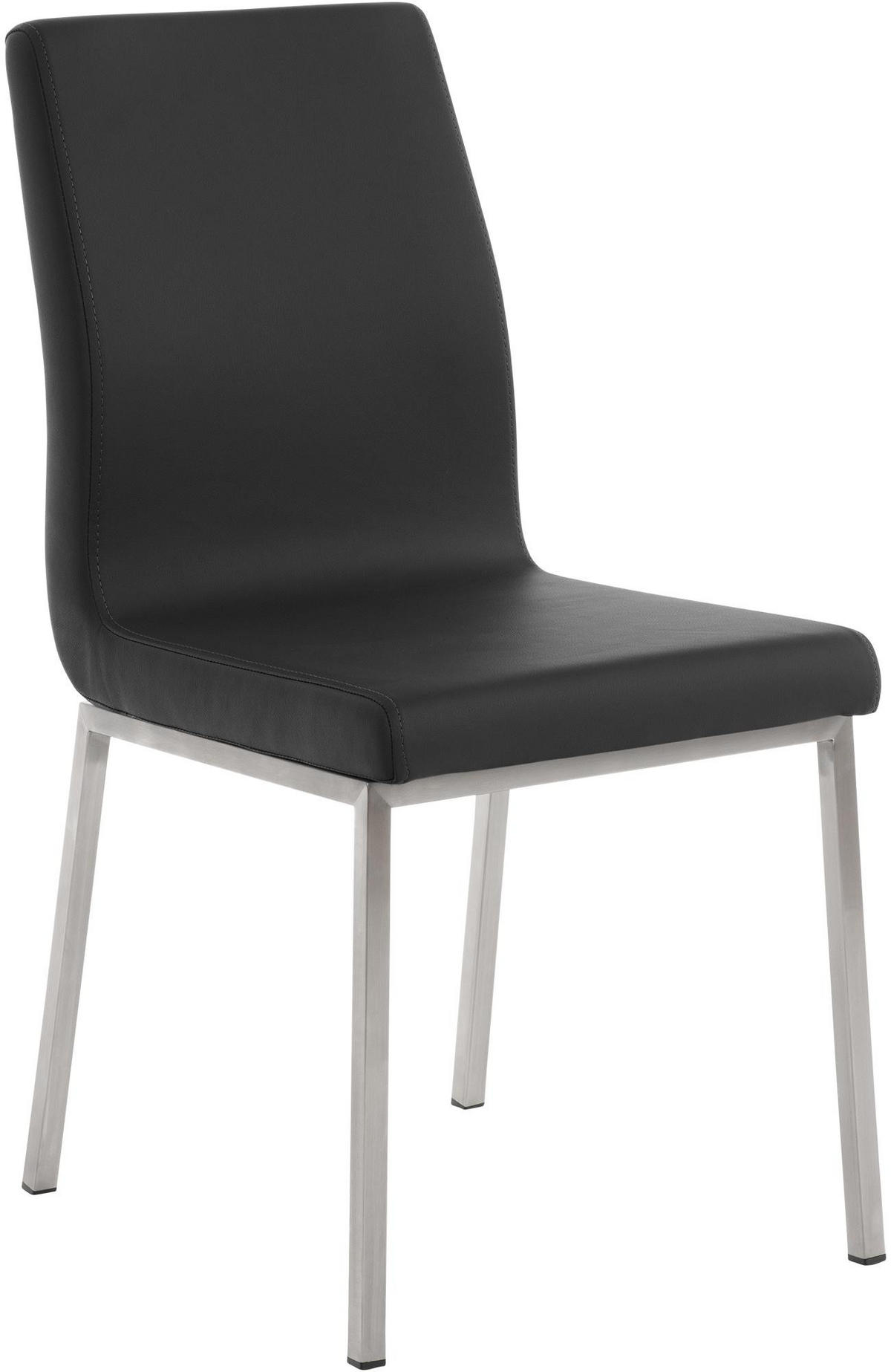 STUHL Lederlook Schwarz - Edelstahlfarben/Schwarz, Textil/Metall (40/88/50cm) - CLP