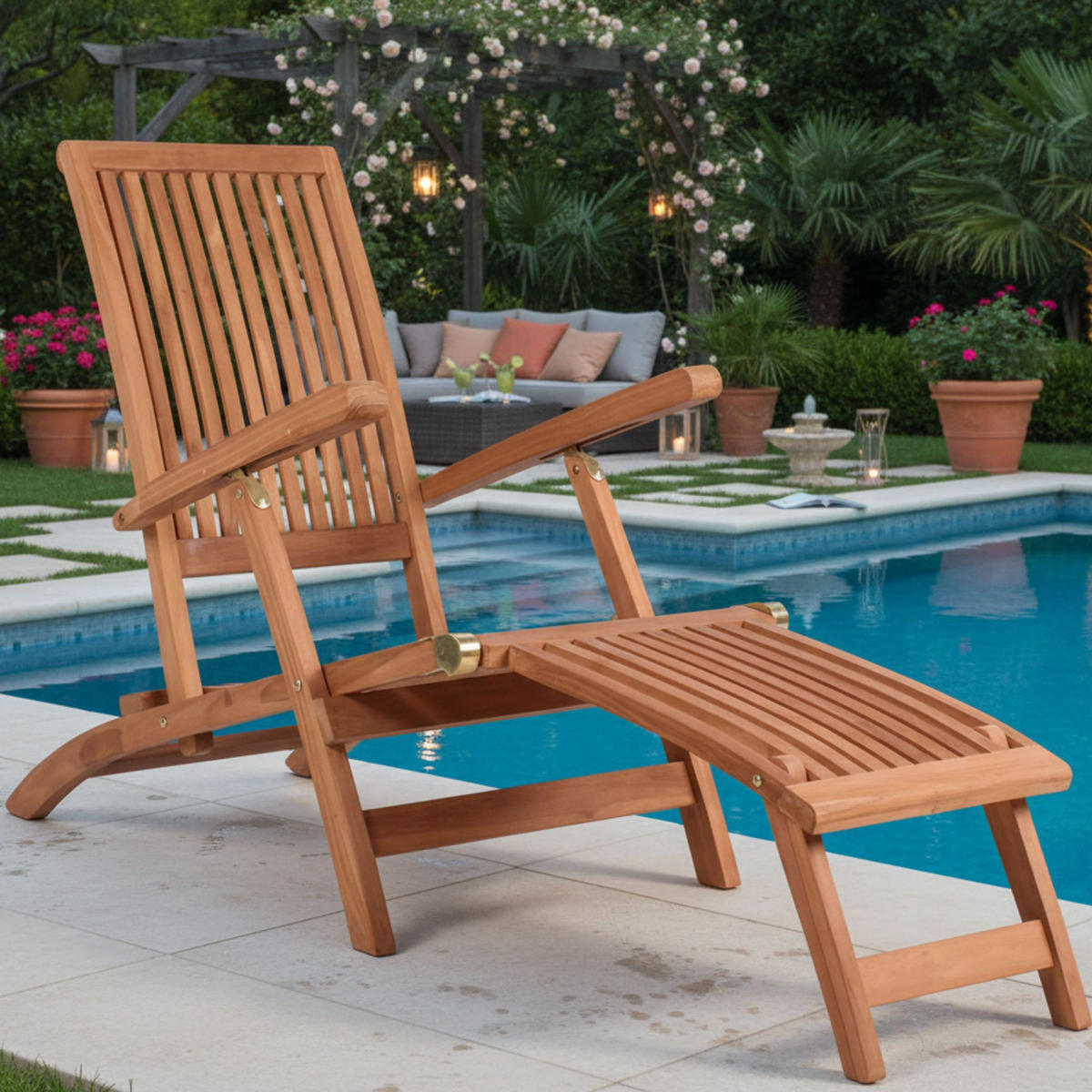 DECKCHAIR Yacht - Naturfarben, Naturmaterialien/Holz (60/93/170cm) - Mr. Deko