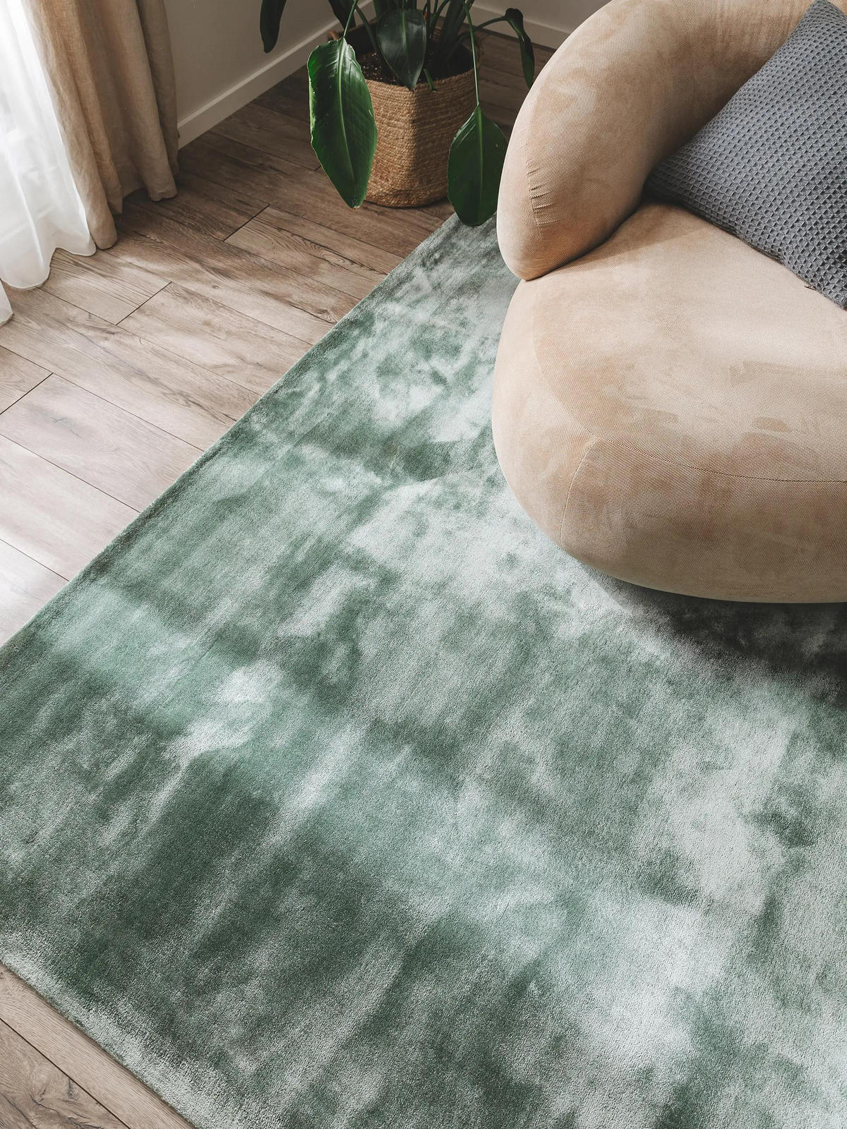 VISKOSETEPPICH Nela Hellgrün 120x170 cm - Hellgrün, Textil (120/170cm) - benuta Pure