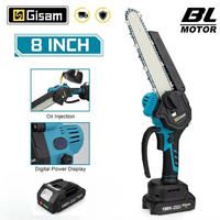KETTENSÄGE 8 Zoll Bürstenlos Blau für Garten Holzbearbeitung Mit 1 Akku - Blau, Metall (15/7/40cm) - Coonoor
